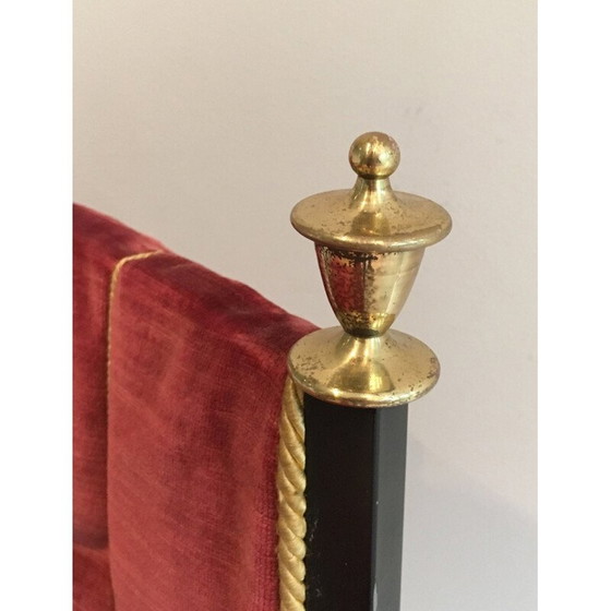 Image 1 of Poltrona curule rossa in ferro nero e ottone - anni '70