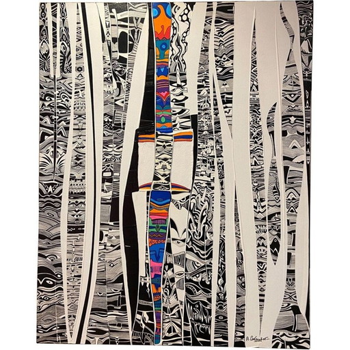 Acrílico sobre lienzo vintage "ToteM 01" de Alain Carpentier