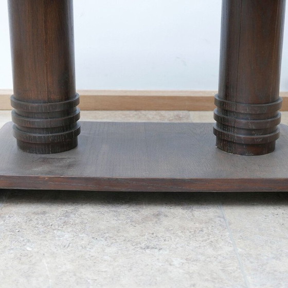 Image 1 of Vintage oak and mirror coffee table by Charles Dudouyt, France 1940