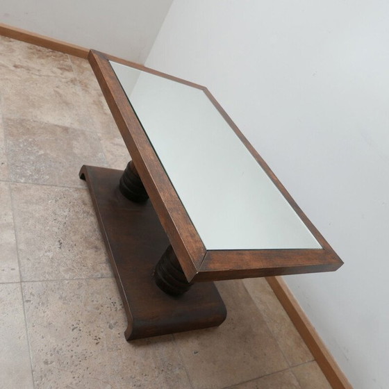 Image 1 of Vintage oak and mirror coffee table by Charles Dudouyt, France 1940
