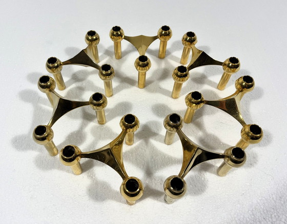 Image 1 of Brass Nail Candlesticks Denmark 1960'S