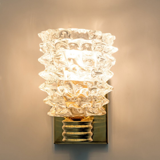 Image 1 of 2x Brass And Rostrato Murano Glass Sconces