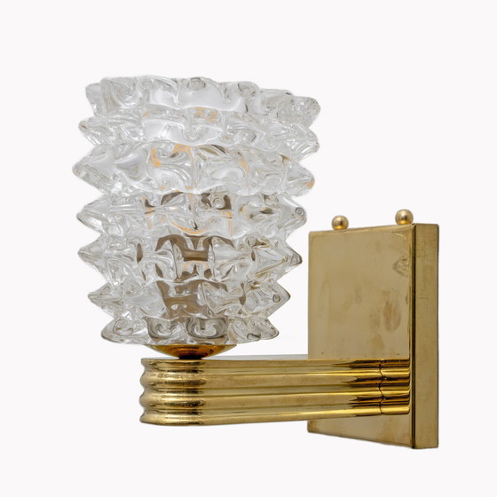 Image 1 of 2x Brass And Rostrato Murano Glass Sconces