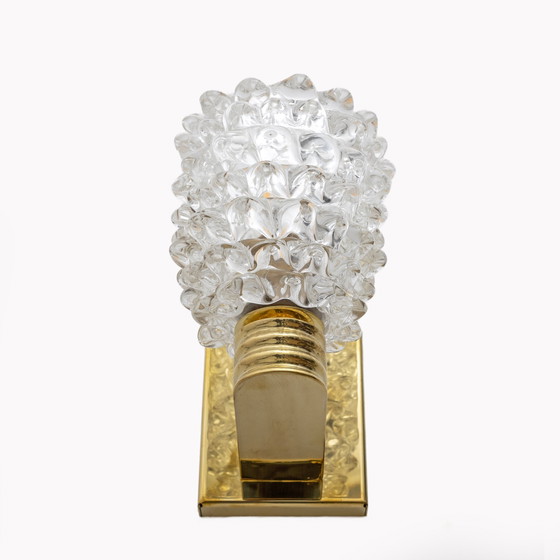 Image 1 of 2x Brass And Rostrato Murano Glass Sconces