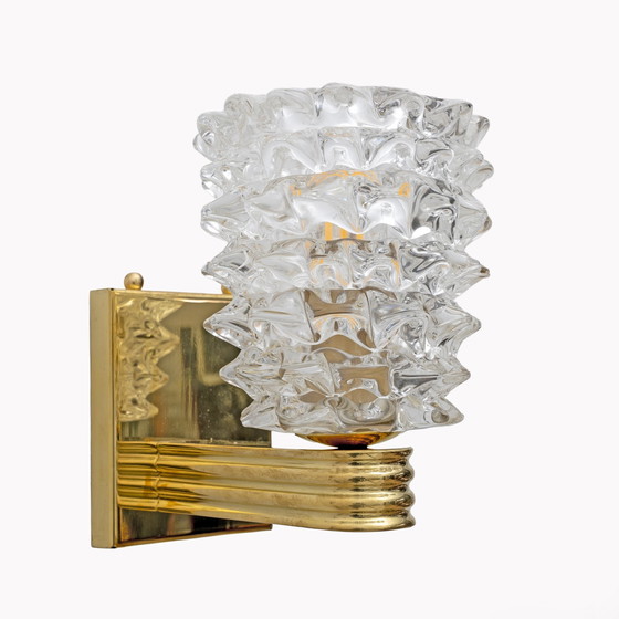 Image 1 of 2x Brass And Rostrato Murano Glass Sconces