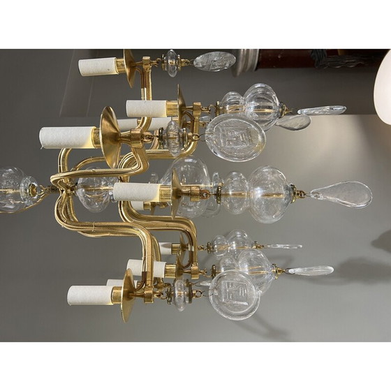 Image 1 of Vintage gold chandelier with 12 arms by Erik Hoglund, Sweden