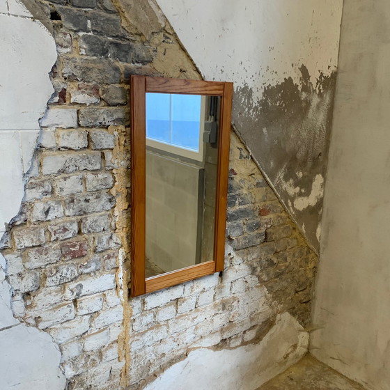 Image 1 of Rectangular mirror in solid pine, brutalist style, circa 1980-90s