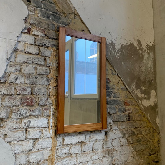 Image 1 of Rectangular mirror in solid pine, brutalist style, circa 1980-90s