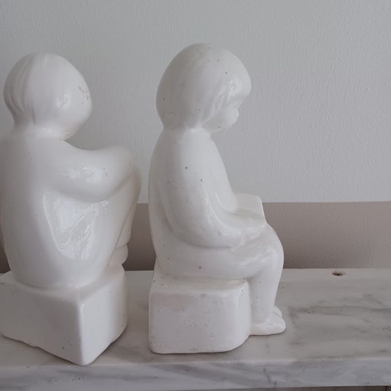 Image 1 of Set di fermalibri in ceramica bianca di Delft. 1980