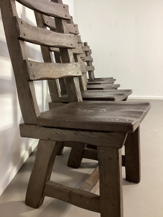 Image 1 of 6 Brutalist Oak Chairs Oak Chairs Sixties