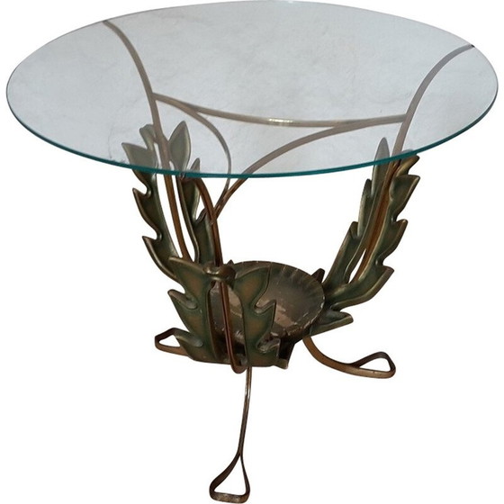 Image 1 of Round vintage side table in brass and glass by Pier Luigi Colli, 1950