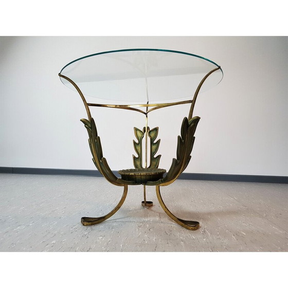 Image 1 of Round vintage side table in brass and glass by Pier Luigi Colli, 1950