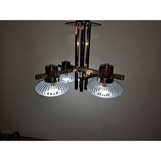 Image 1 of Italian vintage Murano glass and brass Sciolari chandelier, 1960-1970s