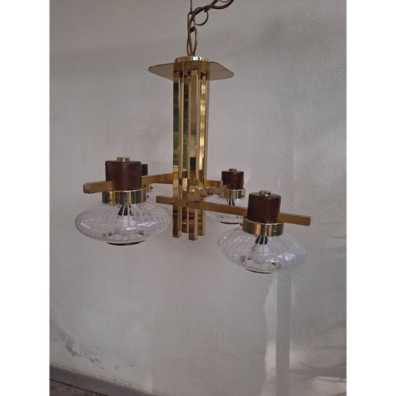 Image 1 of Italian vintage Murano glass and brass Sciolari chandelier, 1960-1970s
