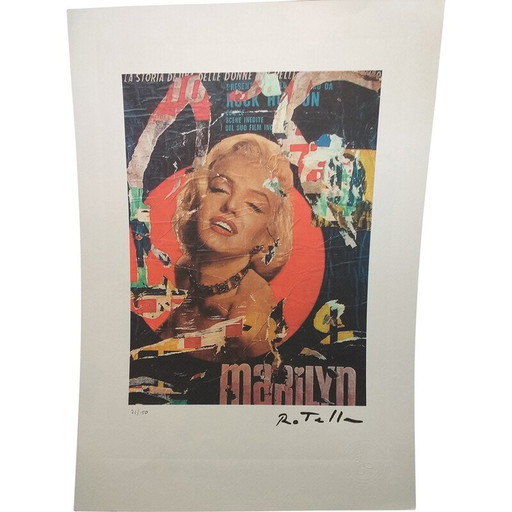 Litografía vintage "Marilyn" de Domenico Mimmo Rotella, 2010