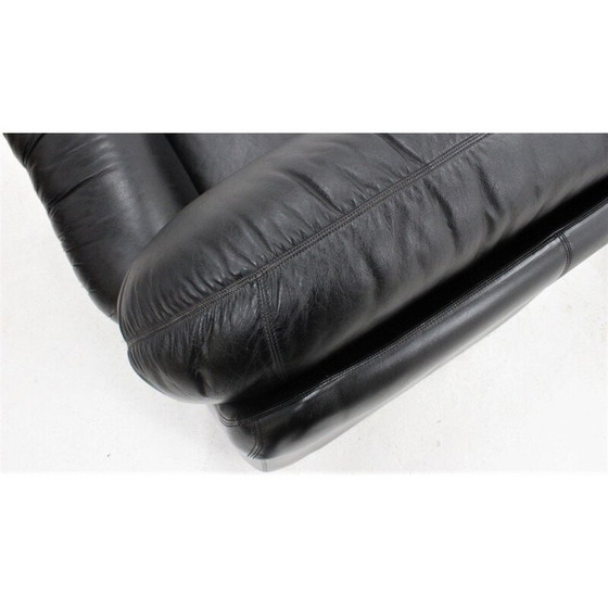 Image 1 of Pair of vintage black leather armchairs, 1970