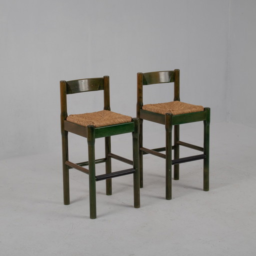 Carimate Bar Stools By Vico Magistretti For Cassina, Set Of 2