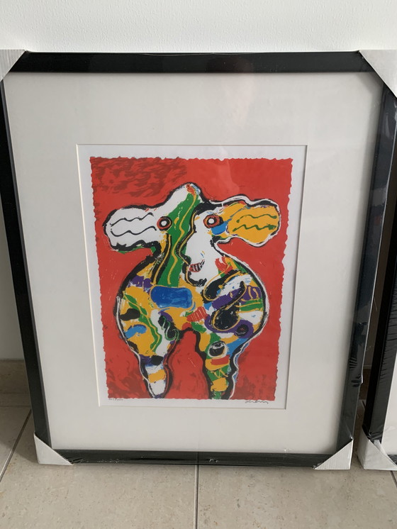 Image 1 of 2x Pieter van Diem screen prints 'Bonte cows'