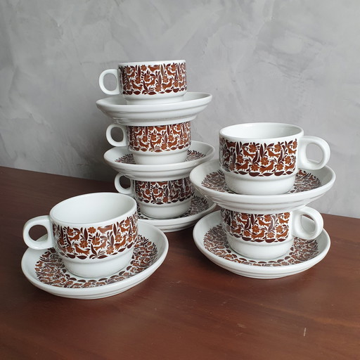 Thomas Kiruna Cups And Saucers 6 Pieces 1970s