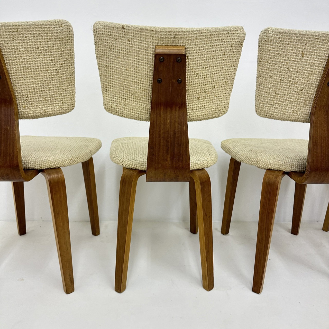 Set Of 4 Mid - Century Modern Cor Alons Plywood Dining Chair Dutch