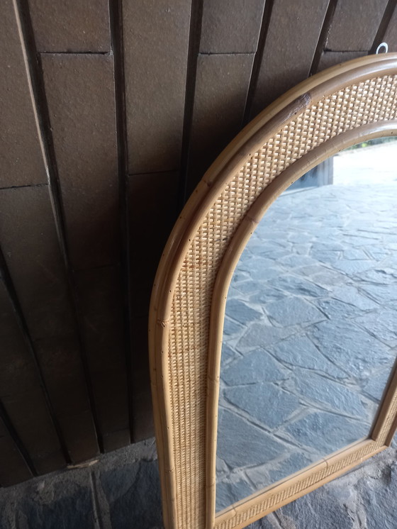 Image 1 of Mirror with wood and bamboo frame by Dal Vera, 1980s