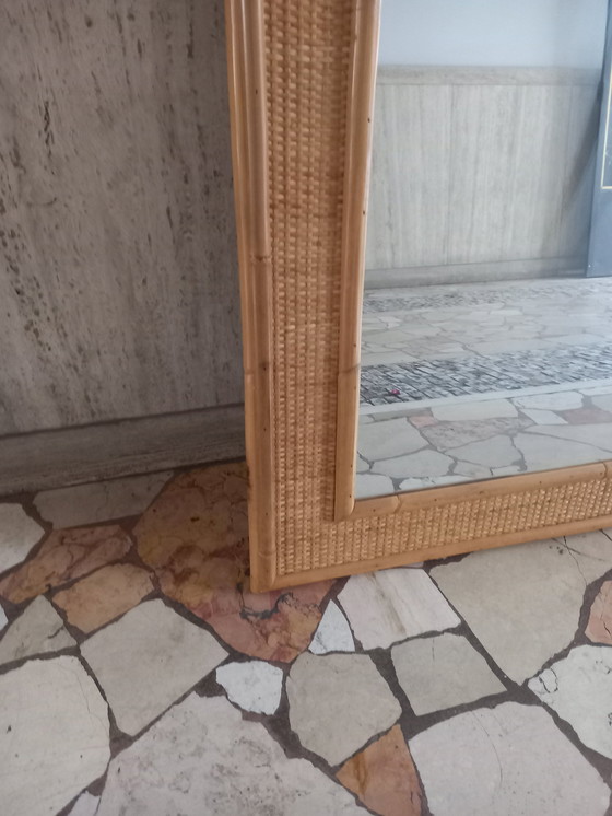 Image 1 of Mirror with wood and bamboo frame by Dal Vera, 1980s