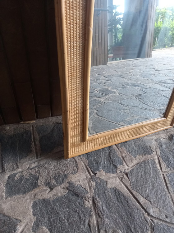 Image 1 of Mirror with wood and bamboo frame by Dal Vera, 1980s