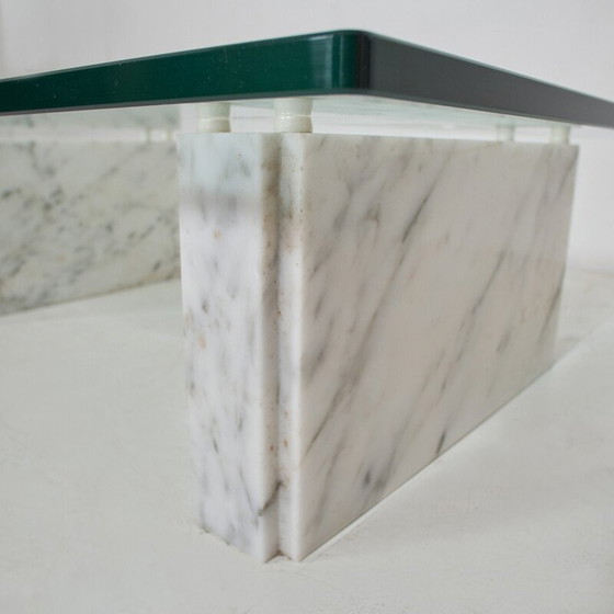 Image 1 of Vintage coffee table in Carrara marble and glass, 1980s
