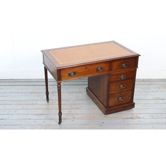 Image 1 of Vintage mahogany writing desk with 5 drawers, 1900