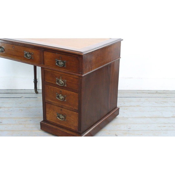 Image 1 of Vintage mahogany writing desk with 5 drawers, 1900