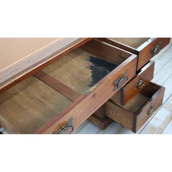 Image 1 of Vintage mahogany writing desk with 5 drawers, 1900