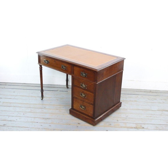 Image 1 of Vintage mahogany writing desk with 5 drawers, 1900