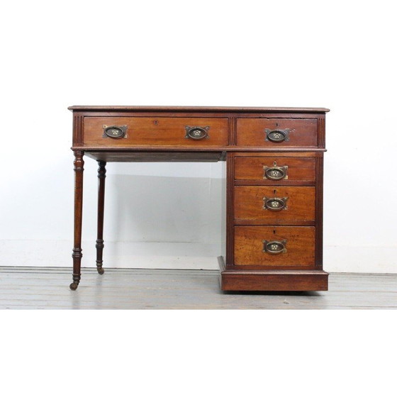 Image 1 of Vintage mahogany writing desk with 5 drawers, 1900