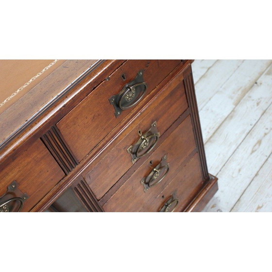 Image 1 of Vintage mahogany writing desk with 5 drawers, 1900