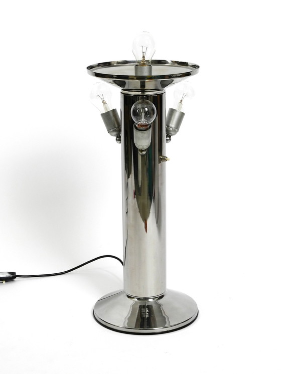 Image 1 of Lampada da tavolo unica, pesante, enorme, in metallo cromato, anni '70, con paralume in metallo | Altezza 75 cm | 29,5"
