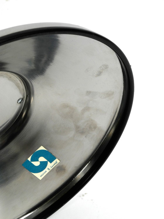 Image 1 of Lampada da tavolo unica, pesante, enorme, in metallo cromato, anni '70, con paralume in metallo | Altezza 75 cm | 29,5"