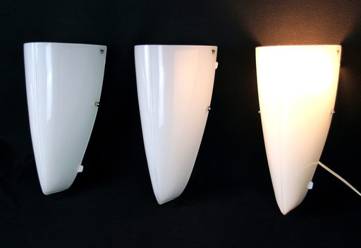 Handcrafted White Murano Wall Lights Fin 20ème Siècle By Jeannol Cerulli