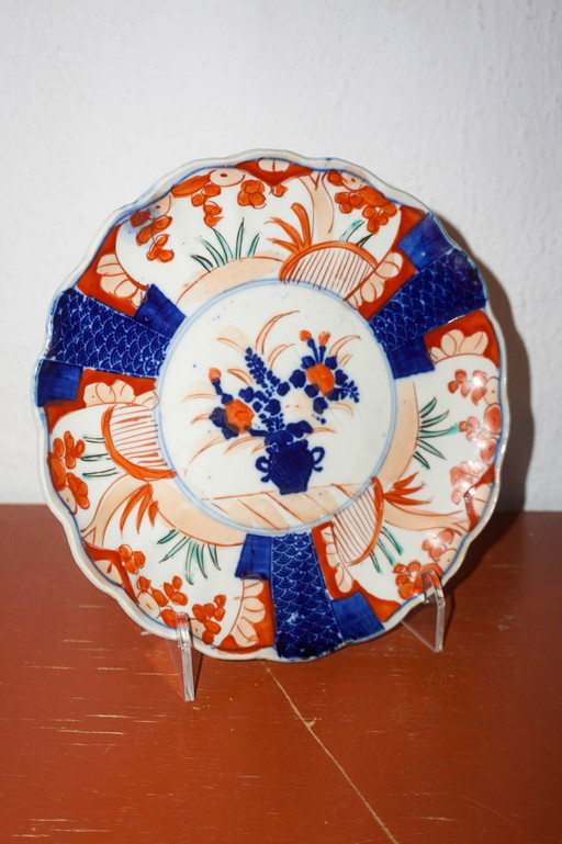 Antique Japanese Imari Plate Hand-Painted * Porcelain Charger * 22Cm * Floral Design