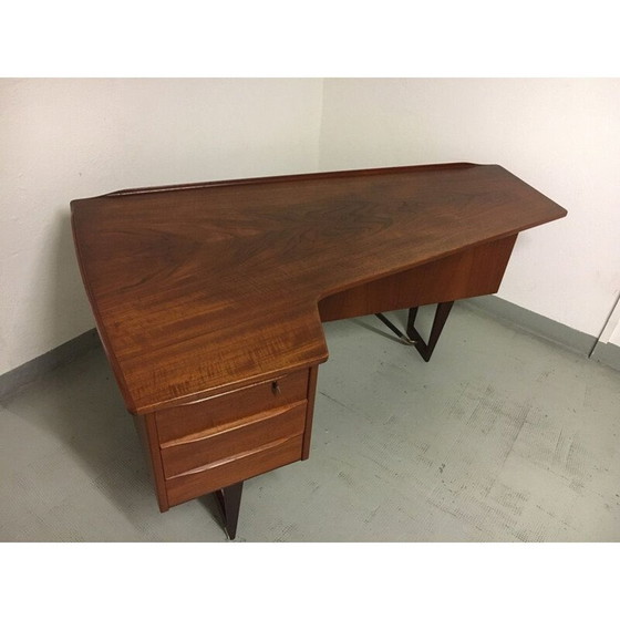 Image 1 of Vintage teak boomerang desk by Peter Lovig Nielsen for Hedensted Møbelfabrik, Denmark 1968
