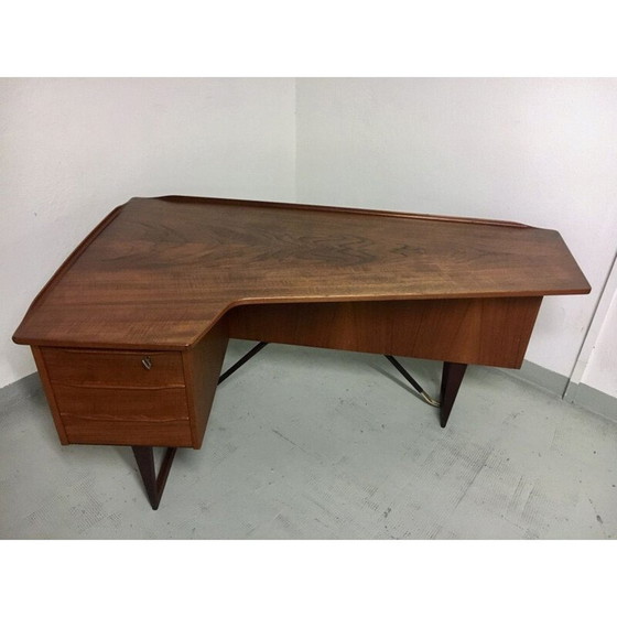 Image 1 of Vintage teak boomerang desk by Peter Lovig Nielsen for Hedensted Møbelfabrik, Denmark 1968