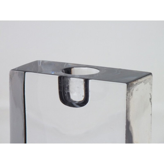 Image 1 of Vintage Ottaviani candlestick in 925 silver and crystal, Italy 1980