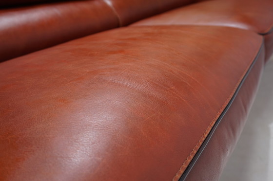 Image 1 of 3 seater leather sofa cognac coloured, 1990