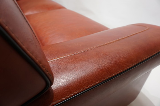 Image 1 of 3 seater leather sofa cognac coloured, 1990