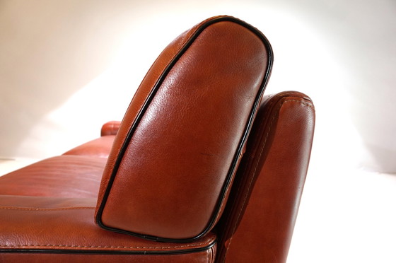 Image 1 of 3 seater leather sofa cognac coloured, 1990