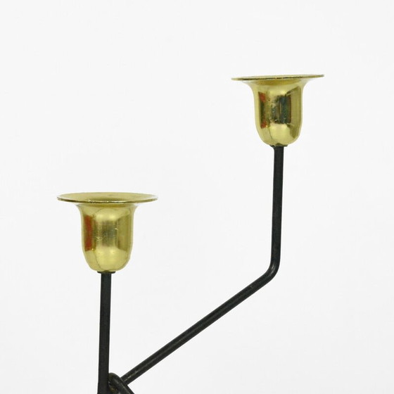 Image 1 of Candeliere vintage in alluminio nero e ottone, Belgio anni '70