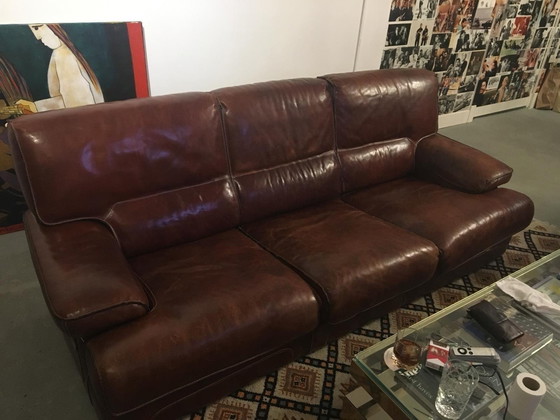 Image 1 of 3x Custom Made Italian Calfskin Leather Sofa