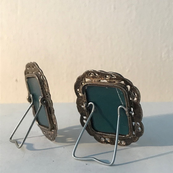 Image 1 of 2x Mini cornici per foto placcate in argento
