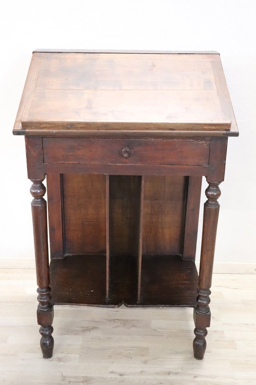 Antique Writing and Reading Stand Lectern in Poplar Wood, Italy 19th Century