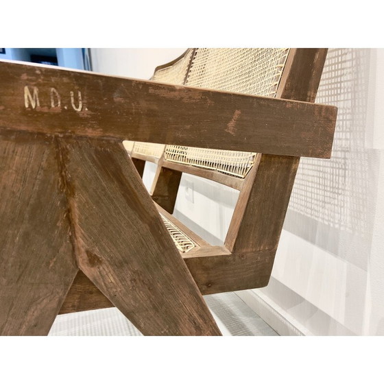 Image 1 of Chandigarh Vintage 3-seater sofa in teak and wickerwork