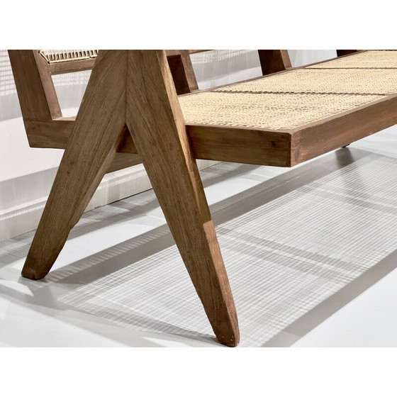 Image 1 of Chandigarh Vintage 3-seater sofa in teak and wickerwork